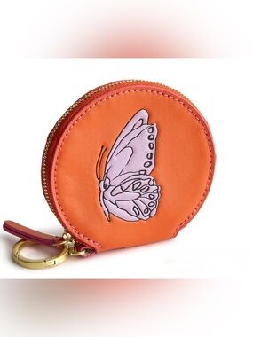 Vera Bradley Round Orange Butterfly Coin Pouch